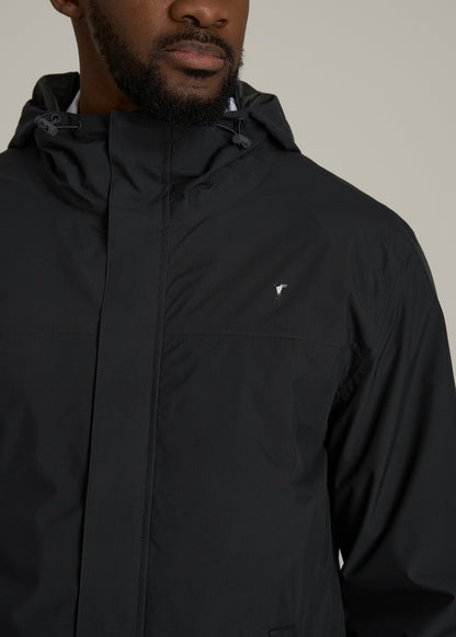 Lightweight Rain Jacket for Tall Men in Black