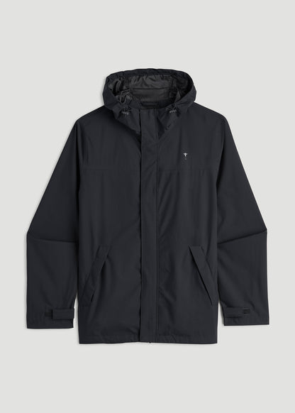 Lightweight Rain Jacket for Tall Men in Black