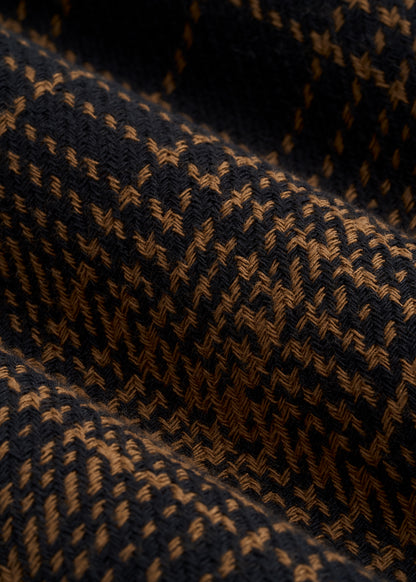 Lightweight Woven Overshirt for Tall Men in Black and Caramel Plaid