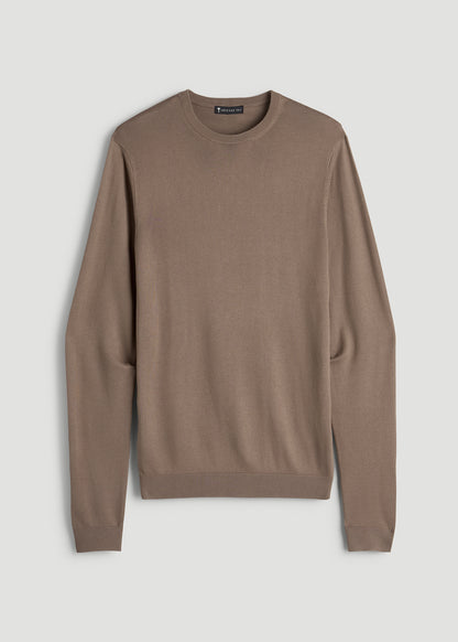 Linen Blend Lightweight Sweater for Tall Men in Warm Brown