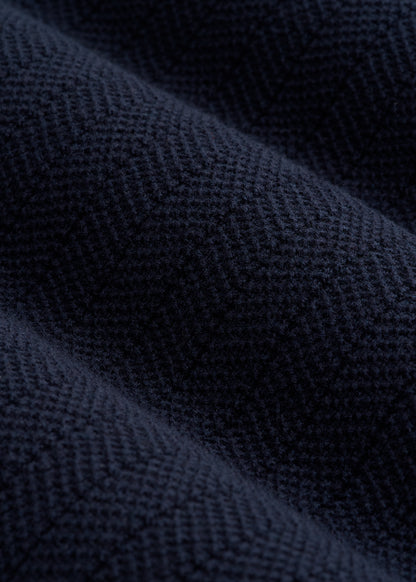 Linen Blend Ribbed Knit Polo Shirt for Tall Men in Evening Blue