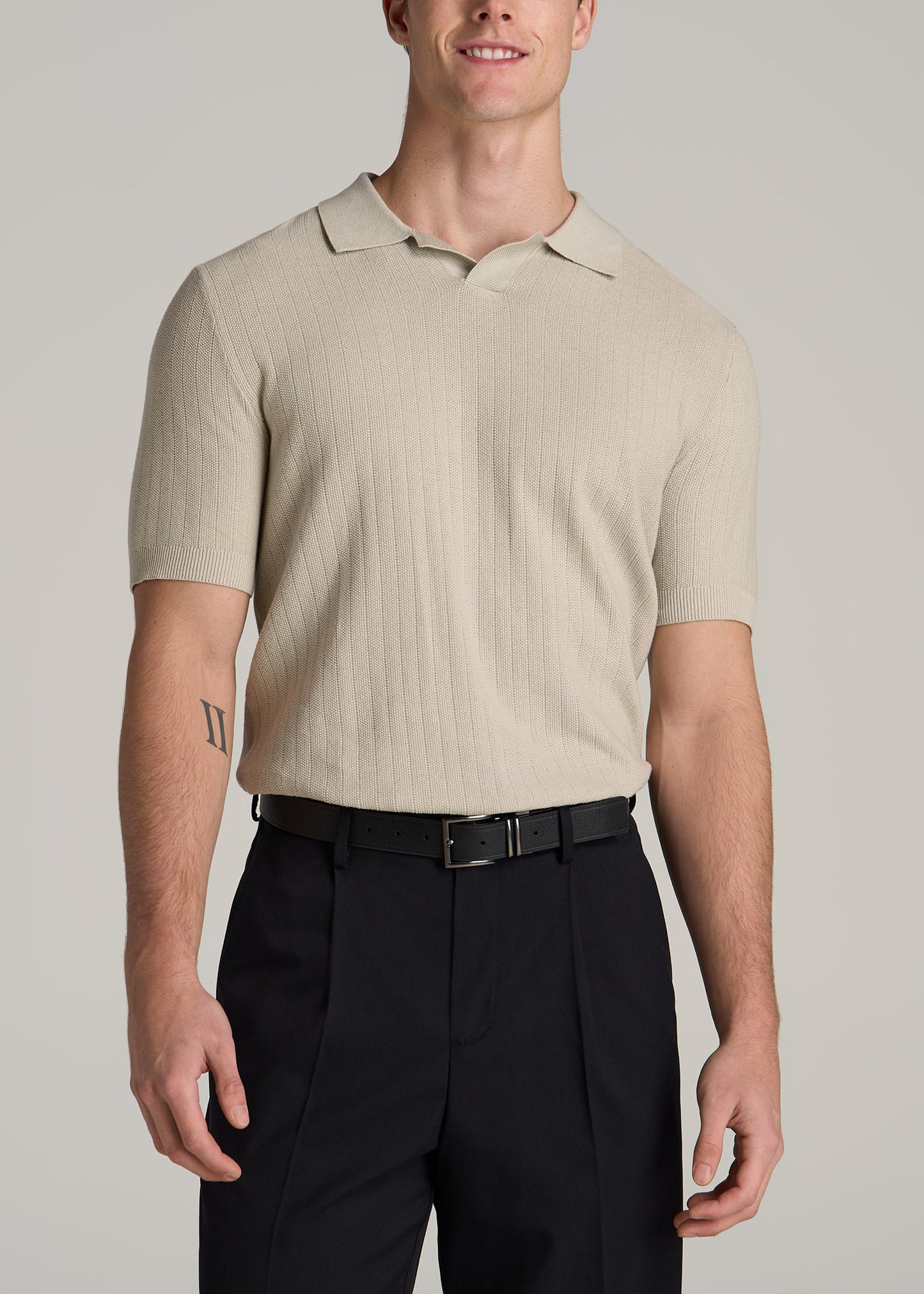 Rib-knit polo shirt