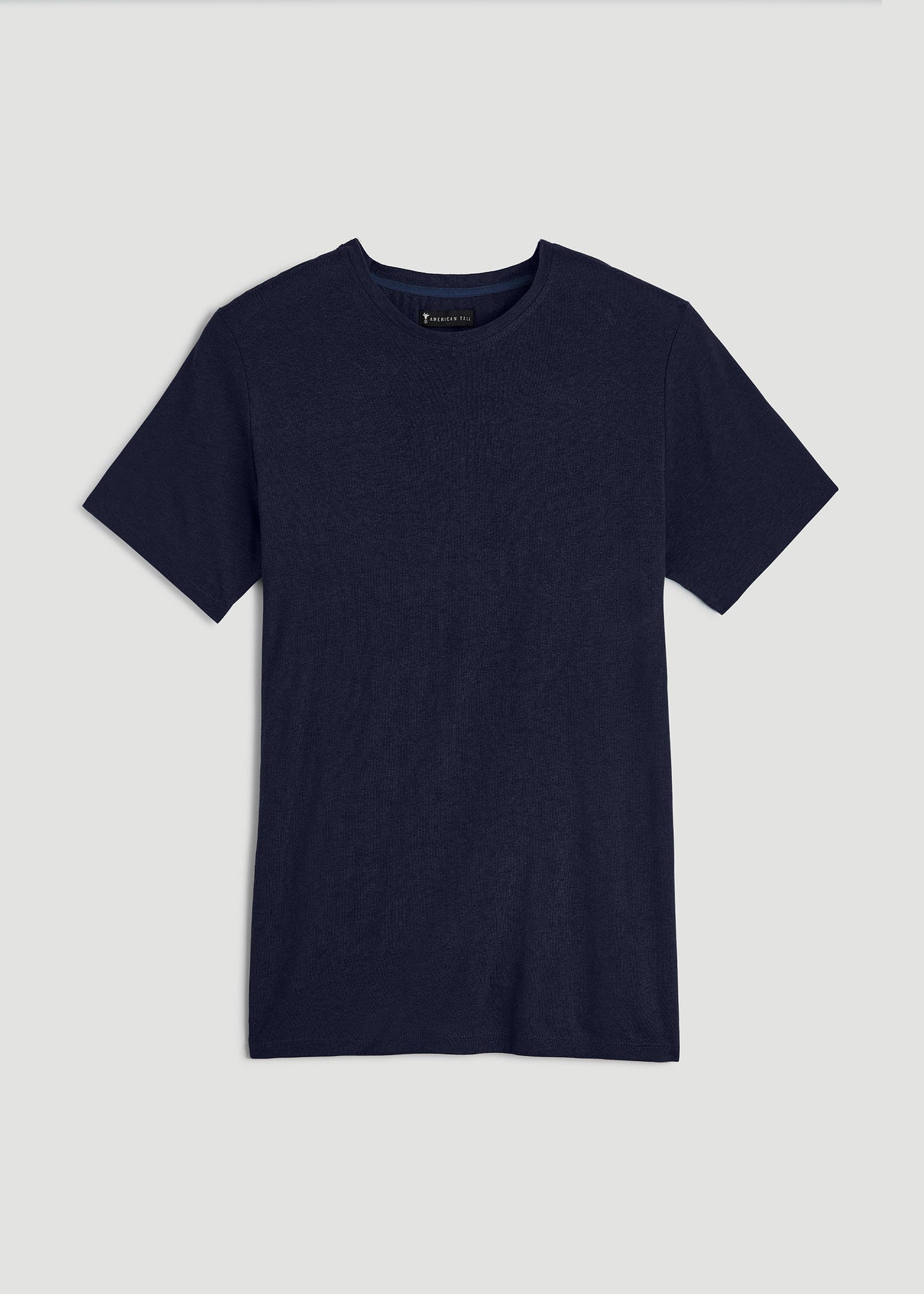 Linen Crewneck T-Shirt for Tall Men in Sky Blue Mix