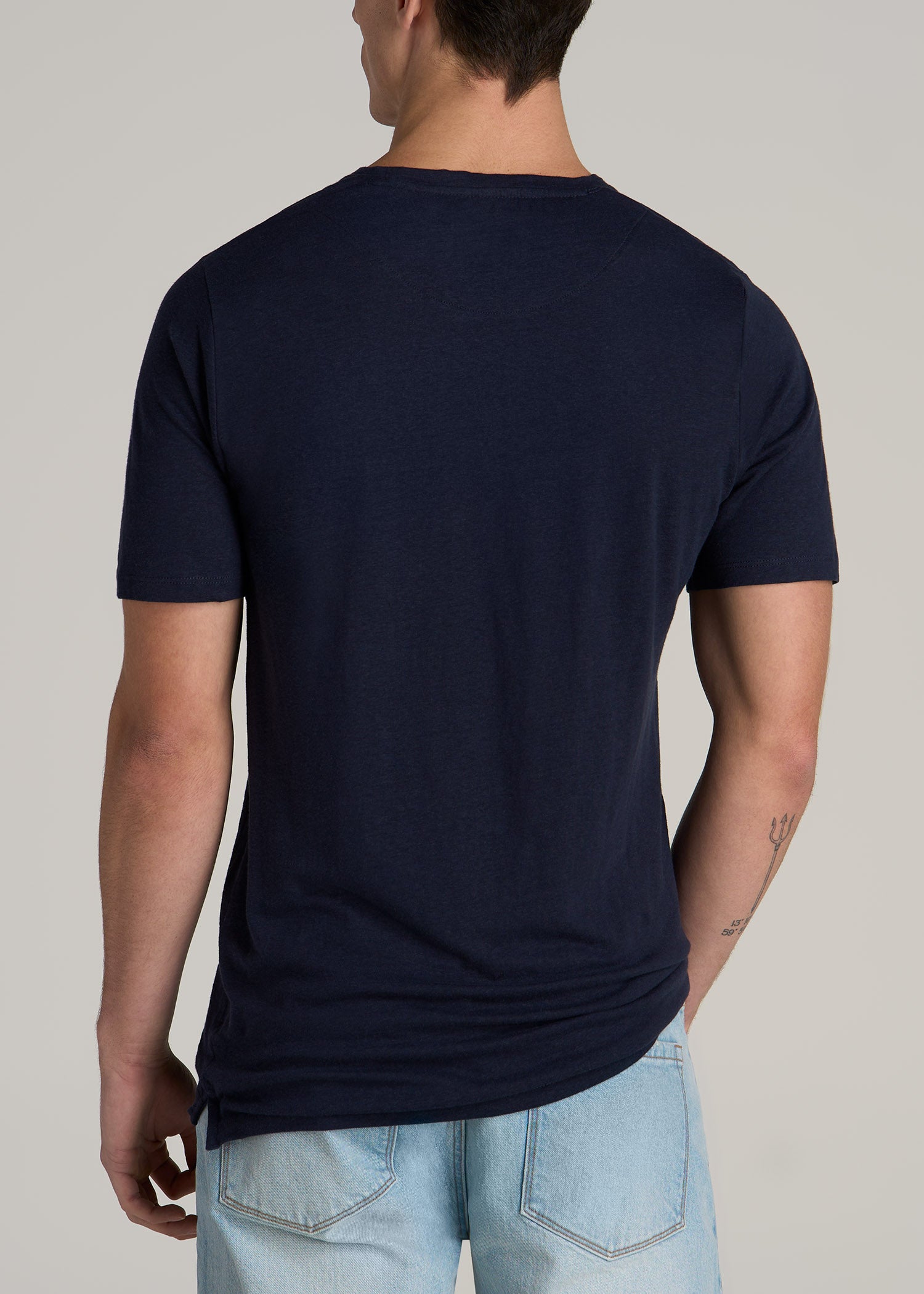 Linen Crewneck T-Shirt for Tall Men