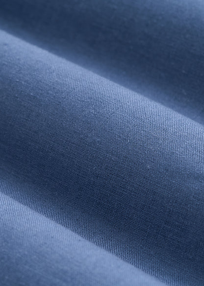 Linen Popover Shirt for Tall Men in Deep Cobalt