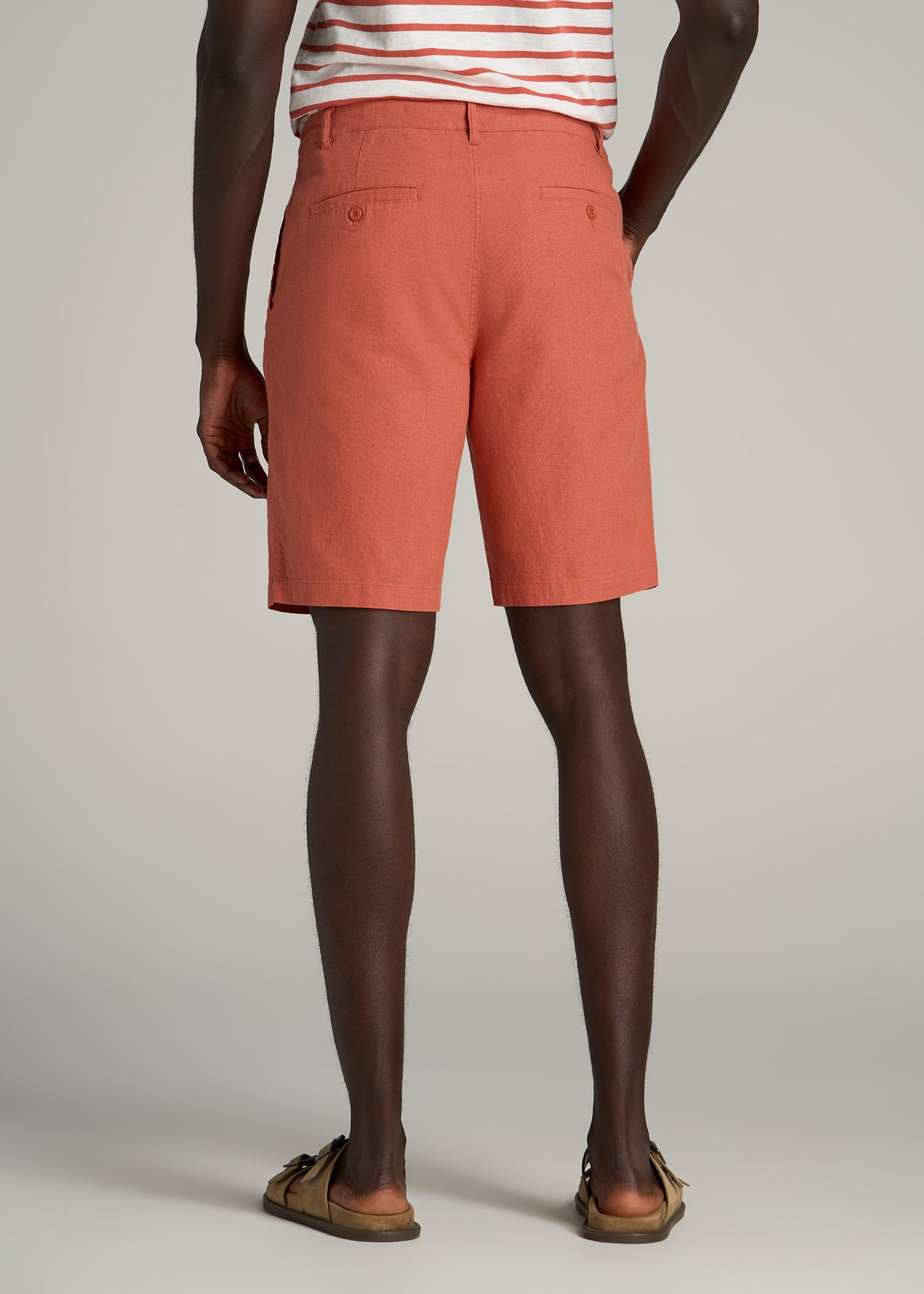 Linen Shorts For Tall Men in Burnt Orange
