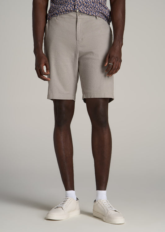 Linen Shorts For Tall Men in Driftwood Brown