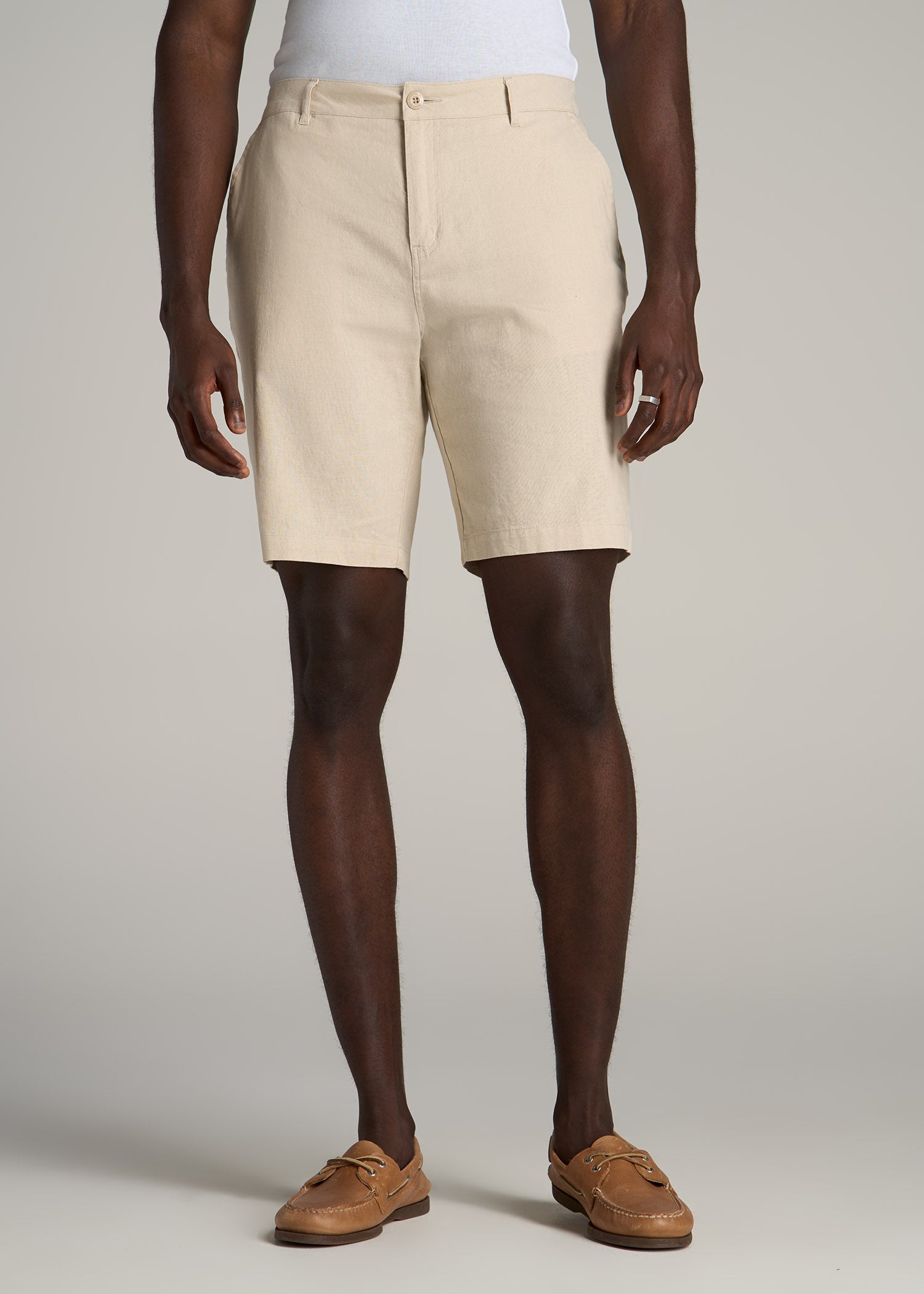Linen Shorts For Tall Men in Sandstone