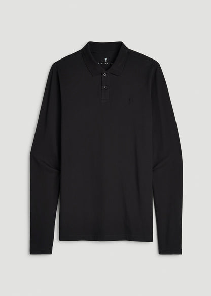 Long Sleeve Classic Polo for Tall Men in Black