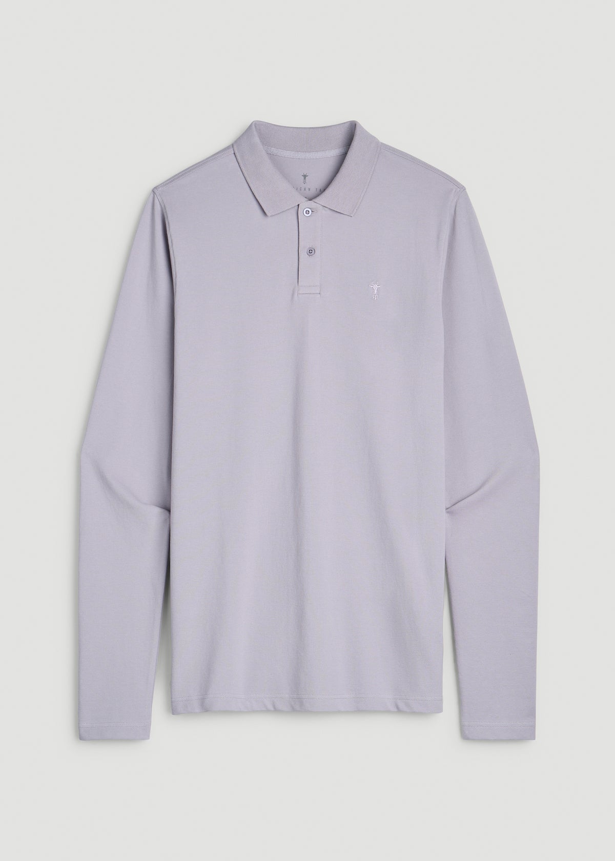 Long Sleeve Classic Polo for Tall Men in Dusty Lilac