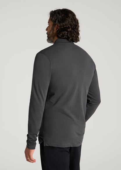 Long Sleeve Classic Polo for Tall Men in Iron Grey