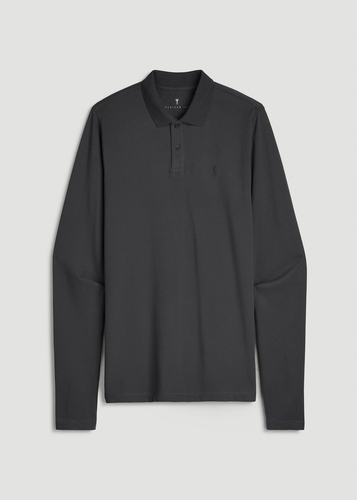 Long Sleeve Classic Polo for Tall Men in Iron Grey