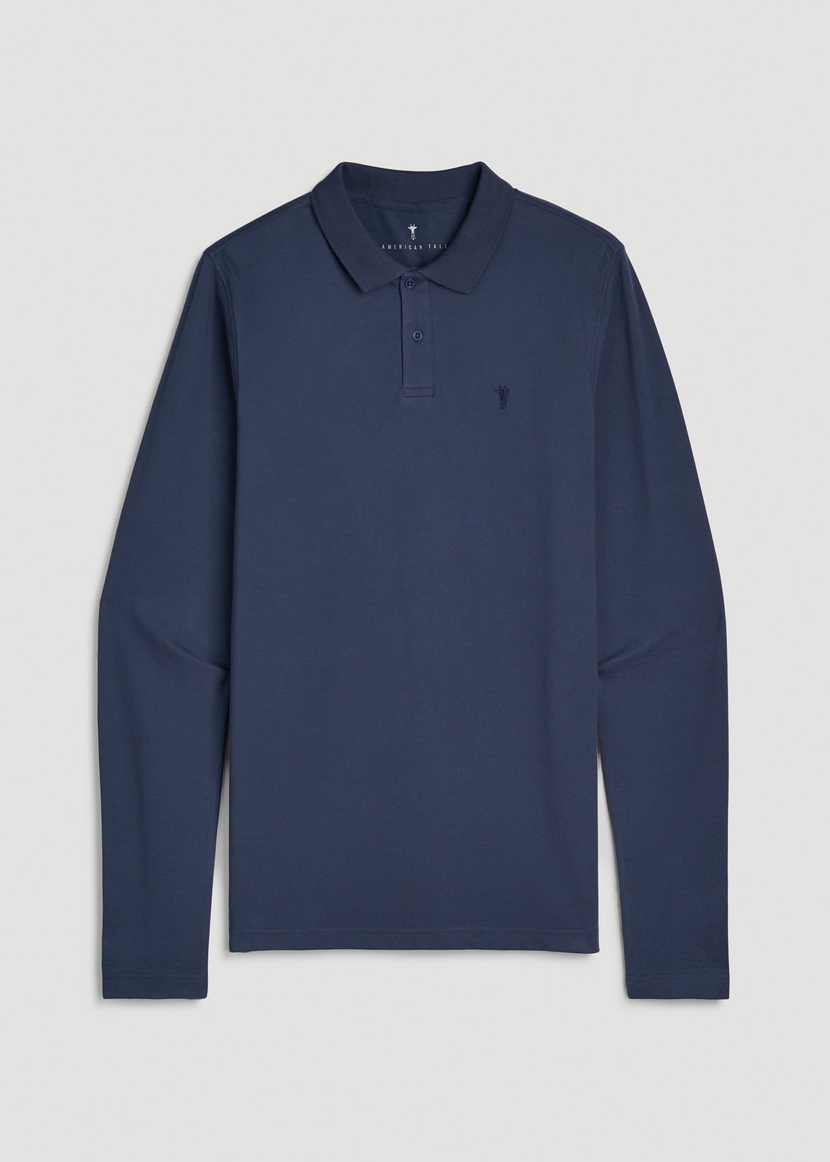 Long Sleeve Classic Polo for Tall Men in Marine Navy