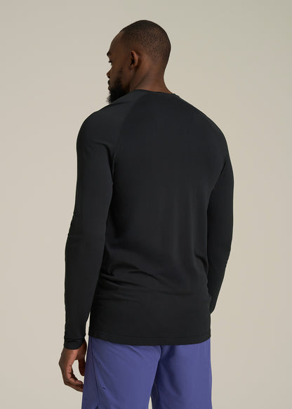Long Sleeve Vented Training Top for Tall Men in Black