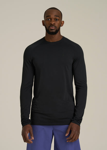Long Sleeve Vented Training Top for Tall Men in Black