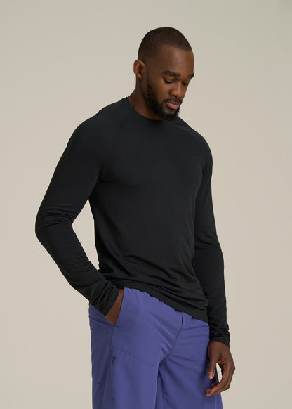 Long Sleeve Vented Training Top for Tall Men in Black