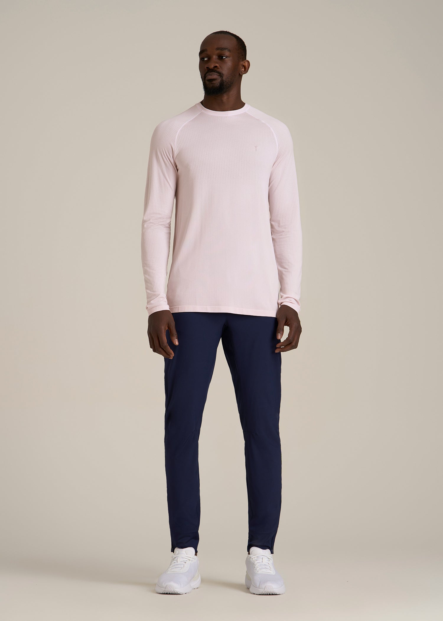 Long Sleeve Vented Performance Top for Tall Men in Grey Lilac