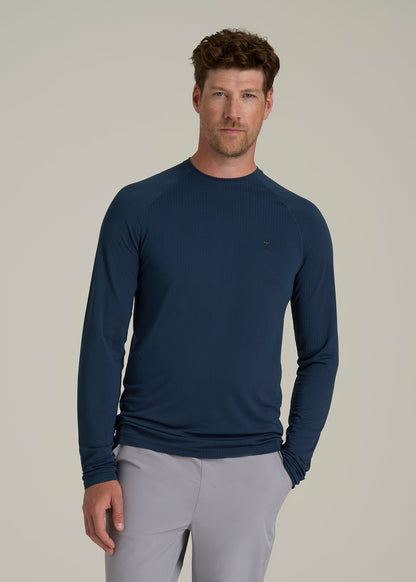 Long Sleeve Vented Performance Top for Tall Men in Navy Blue