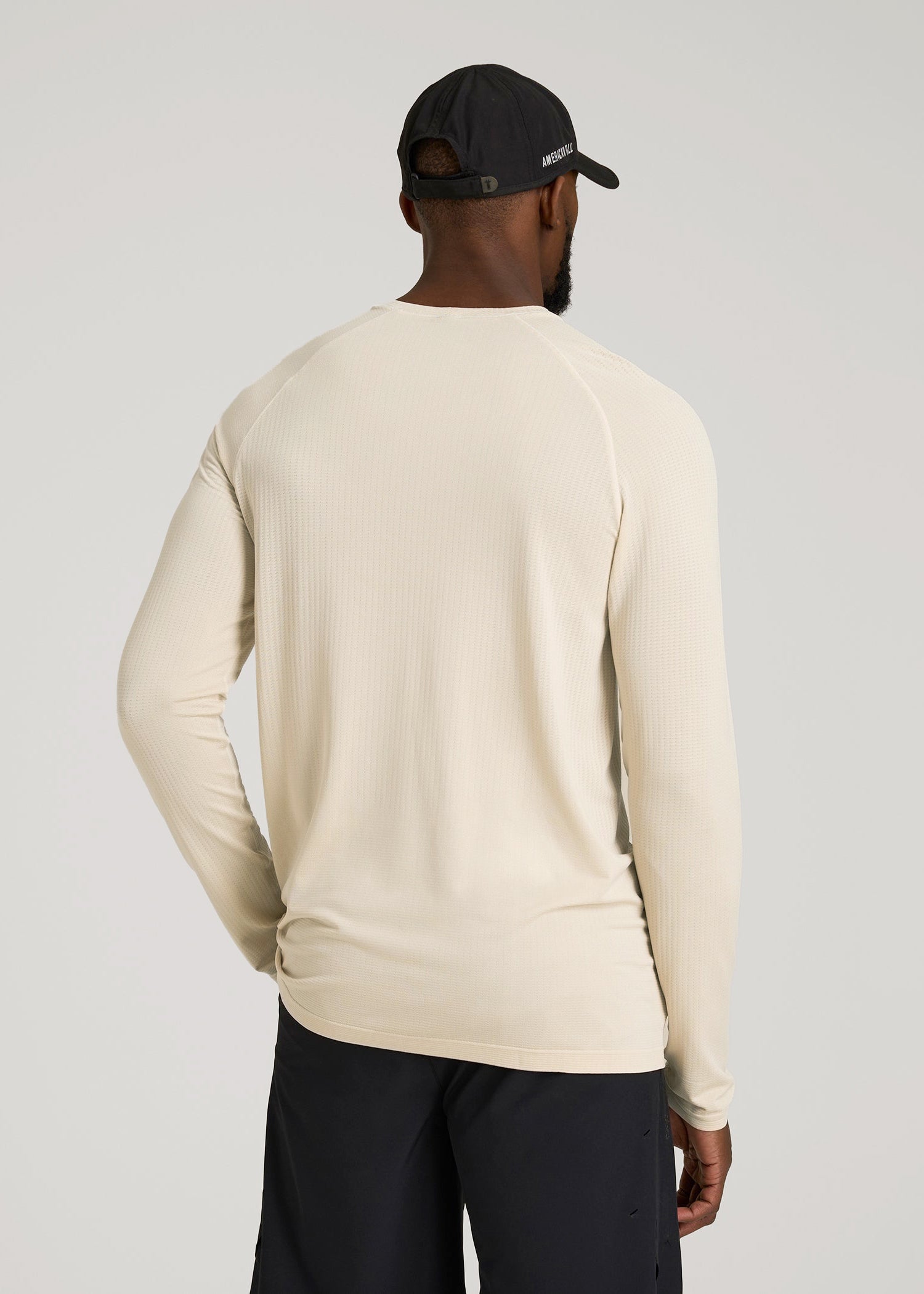 Long Sleeve Vented Training Top for Tall Men in Vanilla Latte
