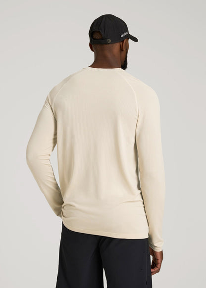Long Sleeve Vented Training Top for Tall Men in Vanilla Latte