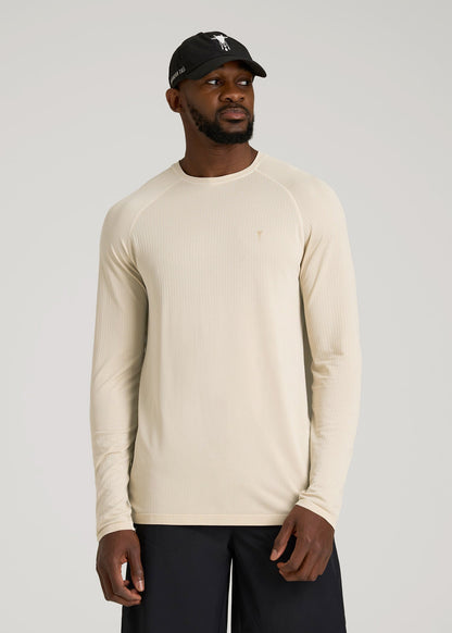 Long Sleeve Vented Training Top for Tall Men in Vanilla Latte