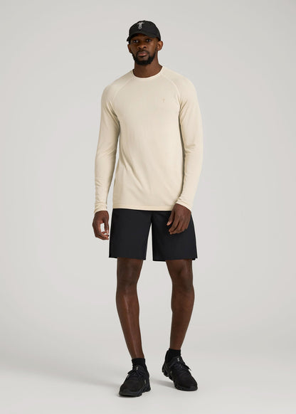 Long Sleeve Vented Training Top for Tall Men in Vanilla Latte