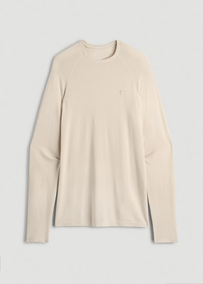Long Sleeve Vented Training Top for Tall Men in Vanilla Latte