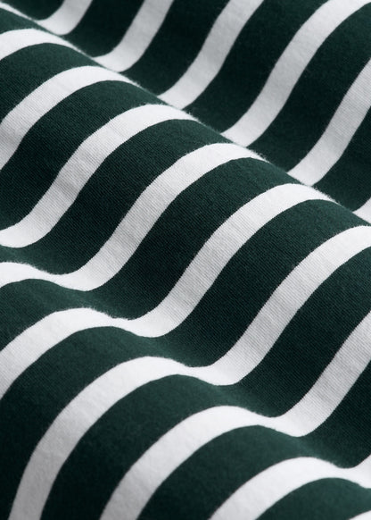 Long Sleeve Striped Tee for Tall Men in Emerald and White Stripe