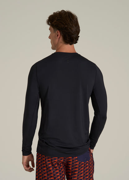 Long Sleeve UPF 50 Rash Guard for Tall Men in Black