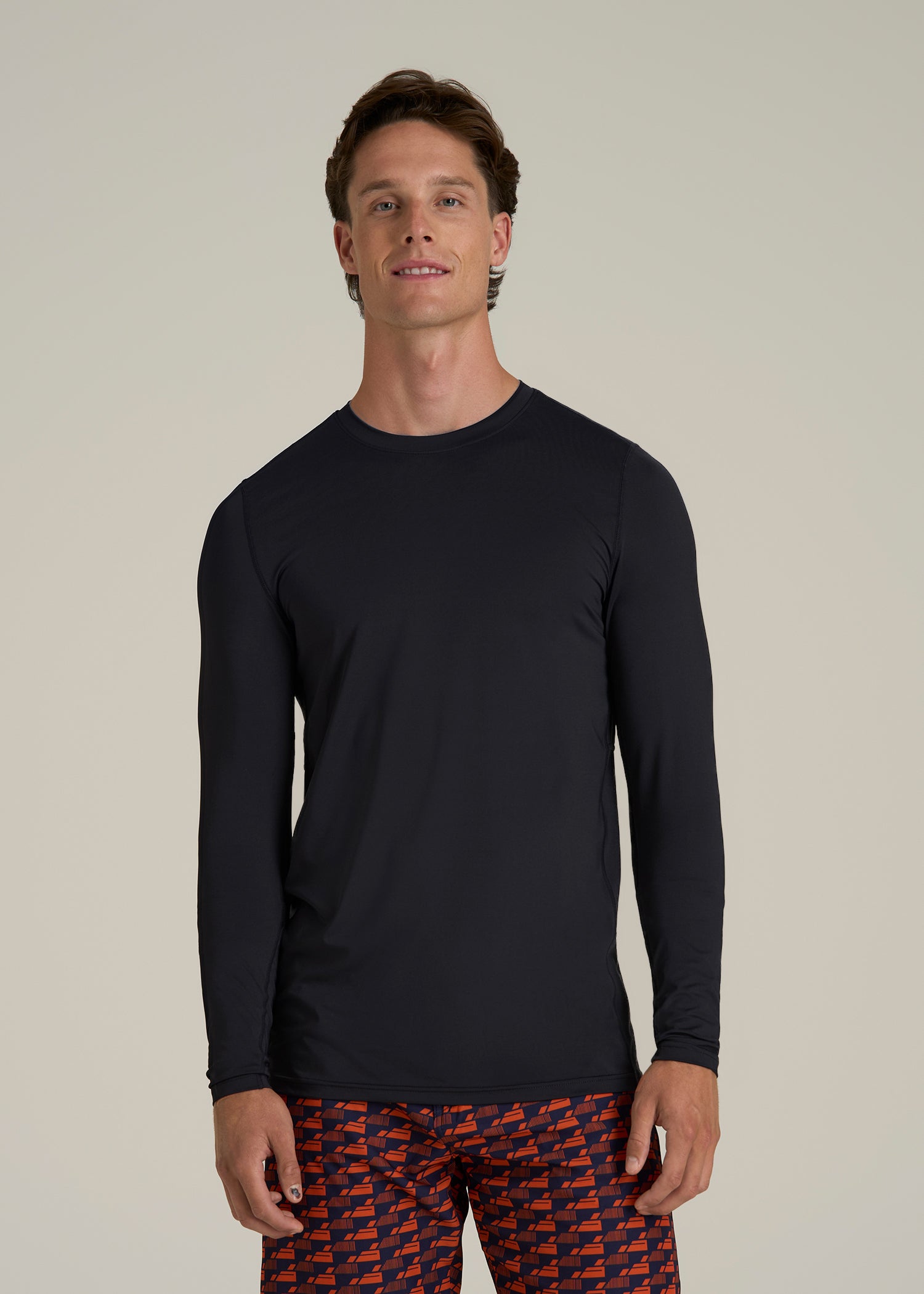 Long Sleeve UPF 50 Rash Guard for Tall Men in Black