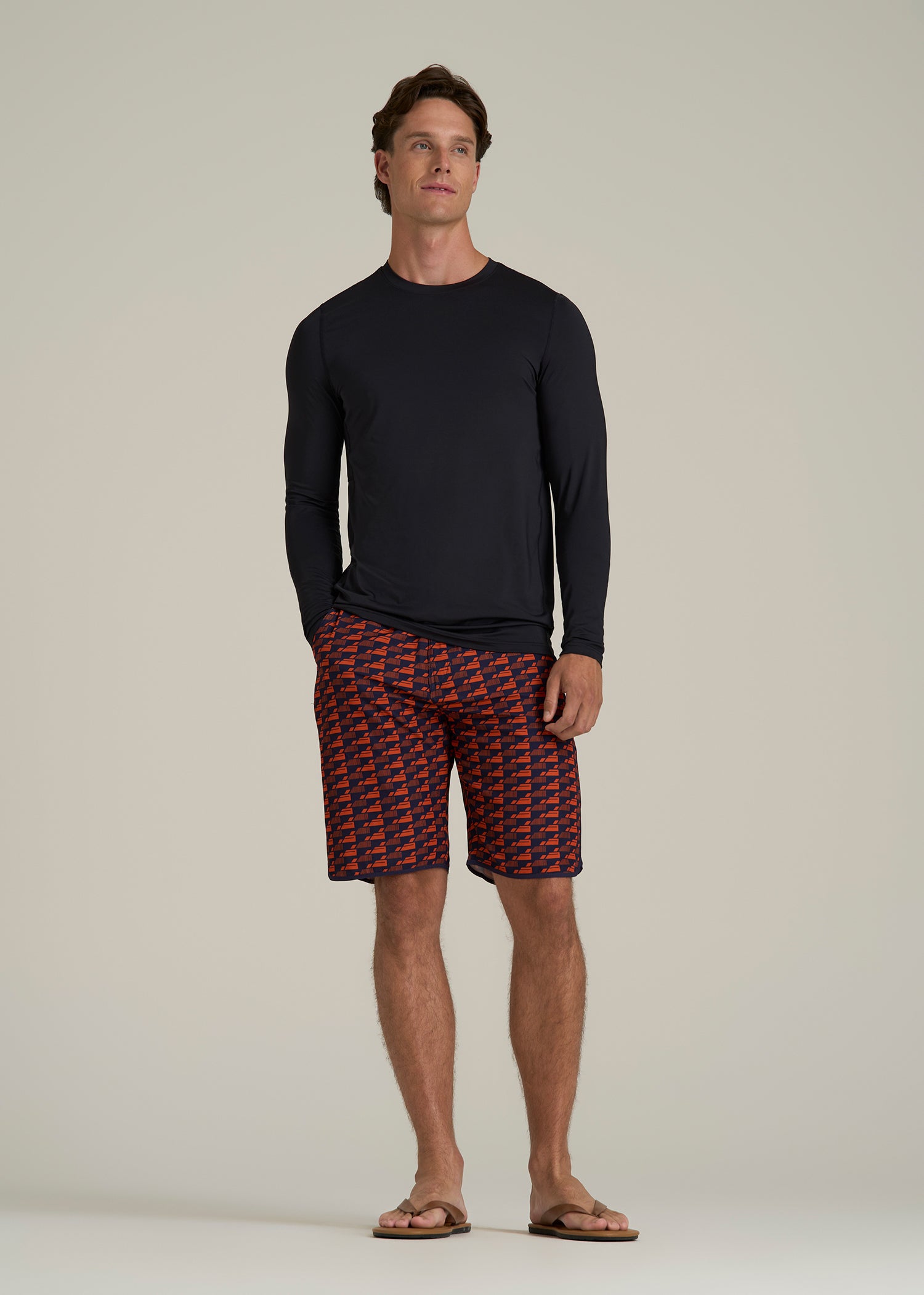 Long Sleeve UPF 50 Rash Guard for Tall Men in Black