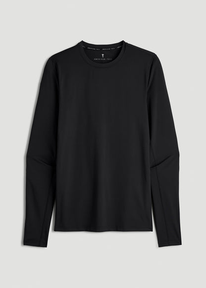 Long Sleeve UPF 50 Rash Guard for Tall Men in Black