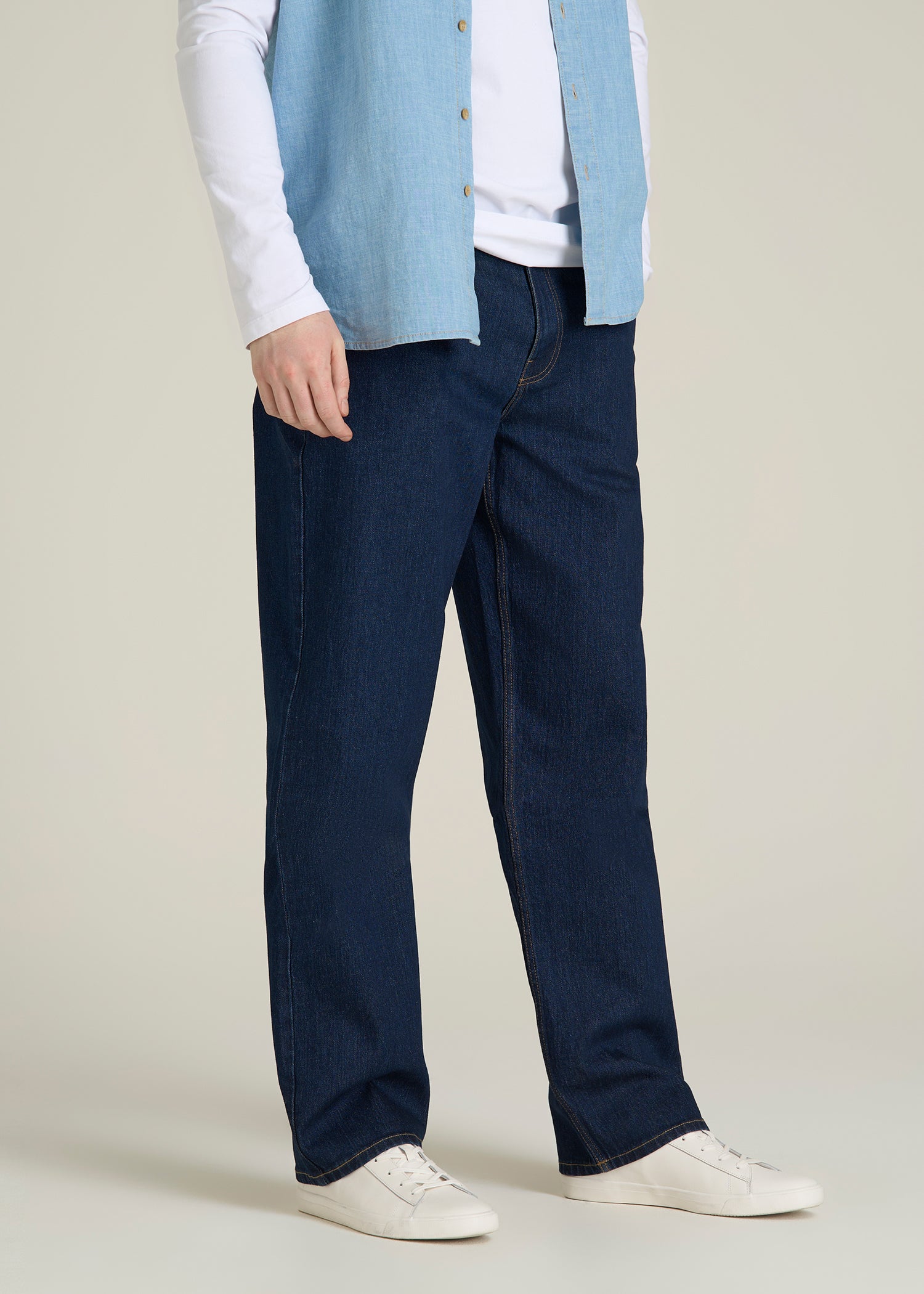 Loose Fit Jeans for Tall Men in Deep Indigo Wash