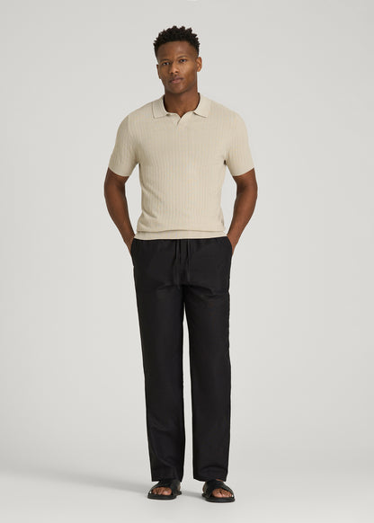 Stretch Cotton Linen Blend Pull-On Pants for Tall Men in Black 2XL / Tall / Black Stretch Cotton Linen Blend Pull-On Pants for Tall Men in Black 2XL / Tall / Black