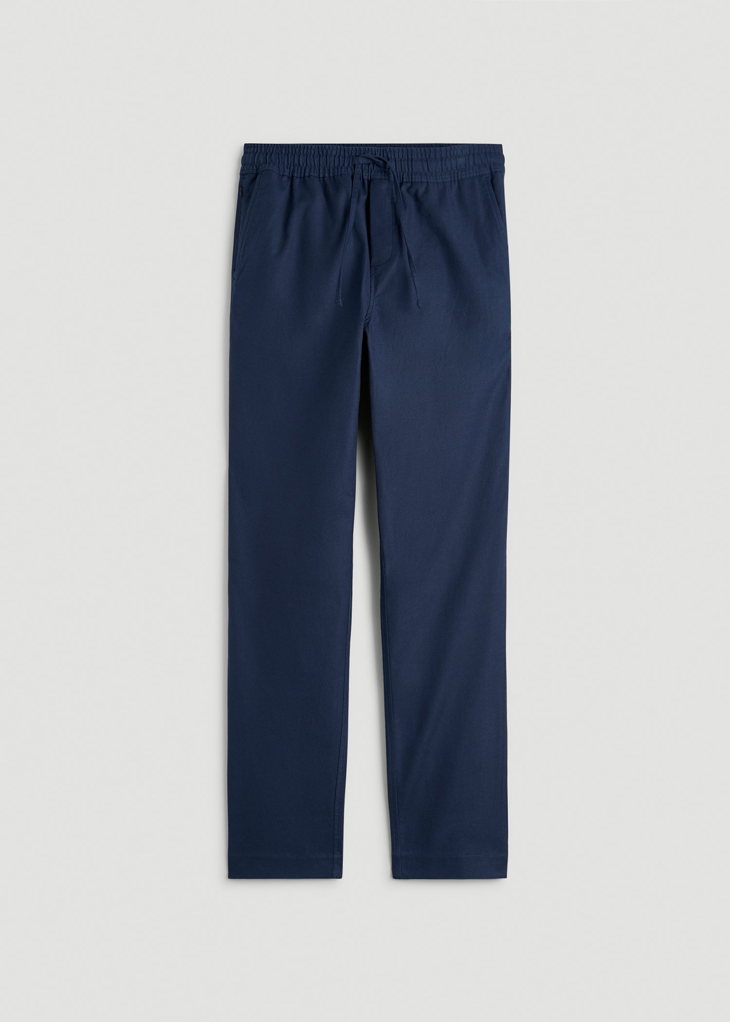 Stretch Cotton Linen Blend Pull-On Pants for Tall Men in Navy Blue