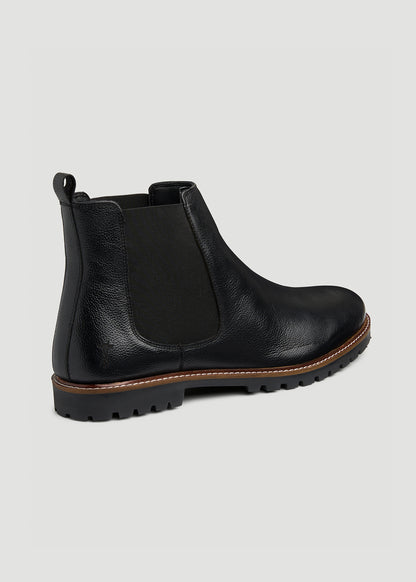 Lug Sole Chelsea Boots for Tall Men in Black