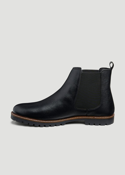 mens black dress boots Lug Sole Chelsea Boots for Tall Men in Black 15 / Black