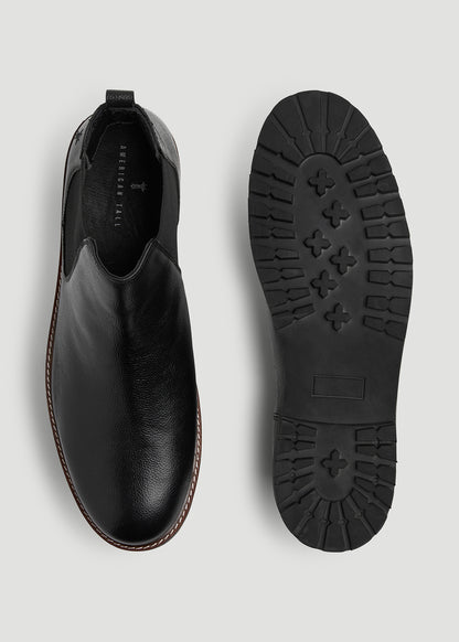 Lug Sole Chelsea Boots for Tall Men in Black