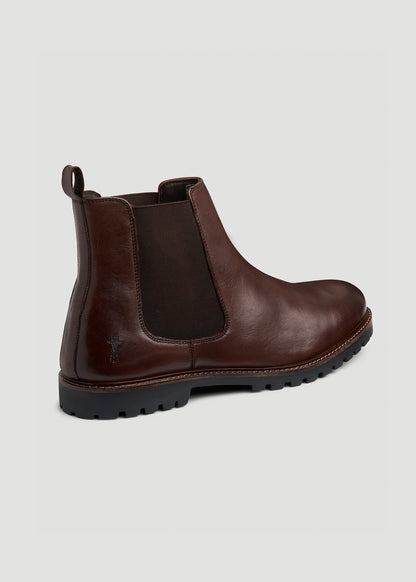 Lug Sole Chelsea Boots for Tall Men in Dark Brown