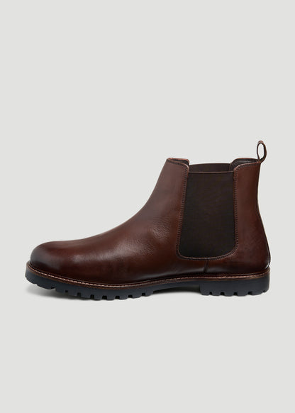 Lug Sole Chelsea Boots for Tall Men in Dark Brown