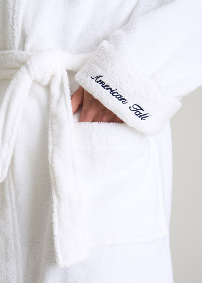 Luxe Zero Twist Cotton Hotel Robe for Tall Men in White