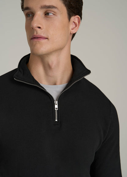 Wearever Fleece Quarter-Zip Sweatshirt for Tall Men in Black