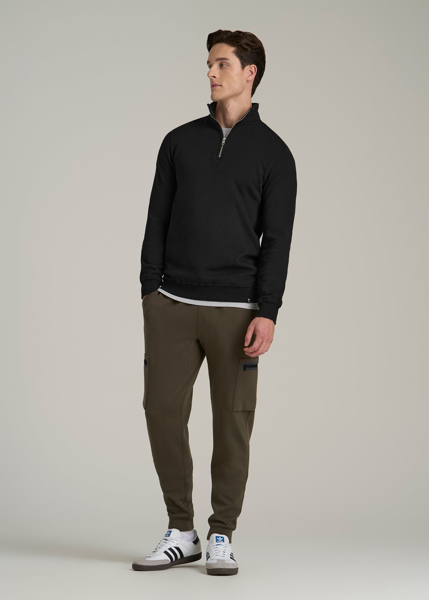 Wearever Fleece Quarter-Zip Sweatshirt for Tall Men in Black