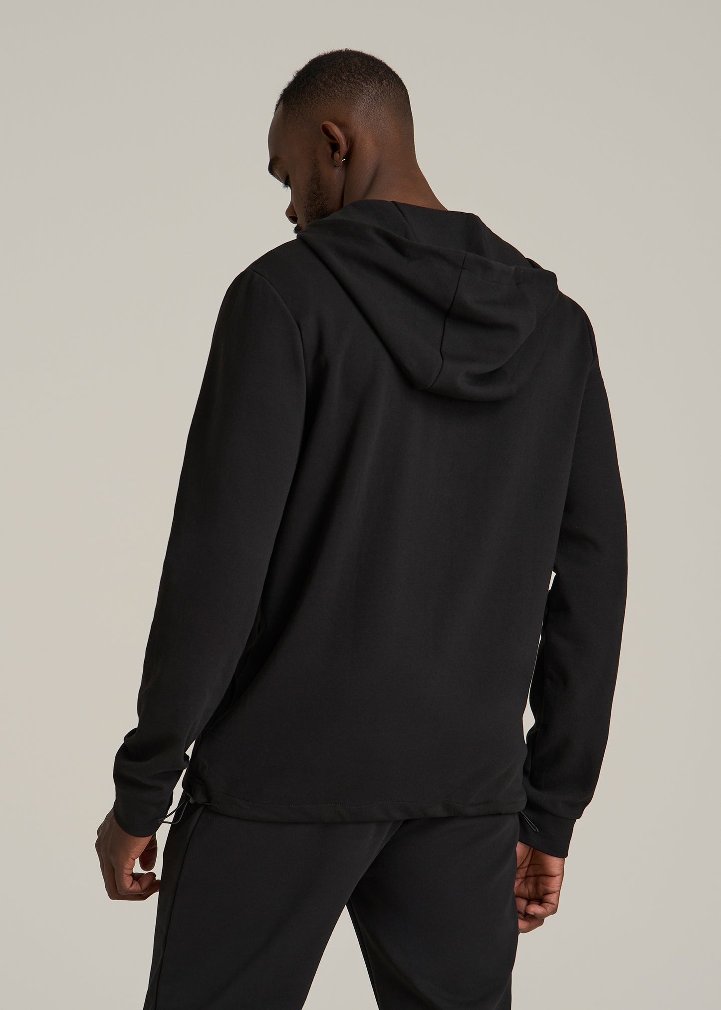 Tall Men's Tech-Knit Long Track Jacket in Black