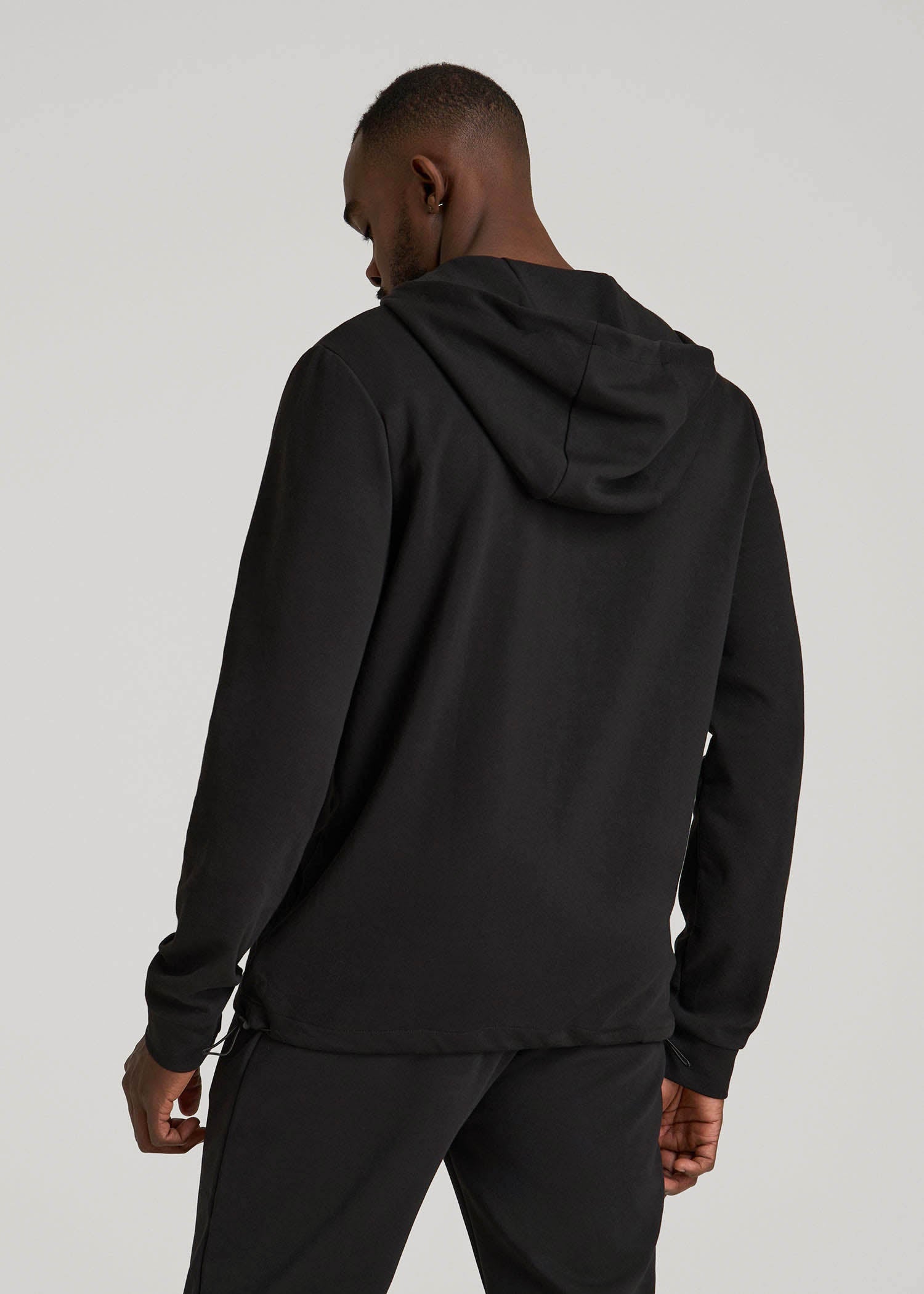 Tech-Knit Long Track Jacket for Tall Men in Black