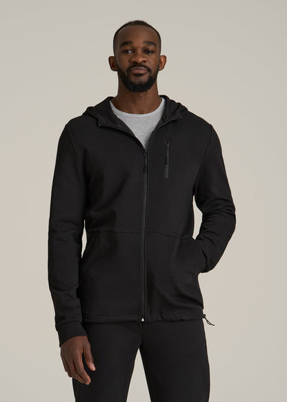 Tech-Knit Long Track Jacket for Tall Men in Black