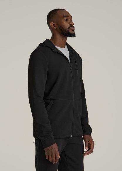 Tech-Knit Long Track Jacket for Tall Men in Black