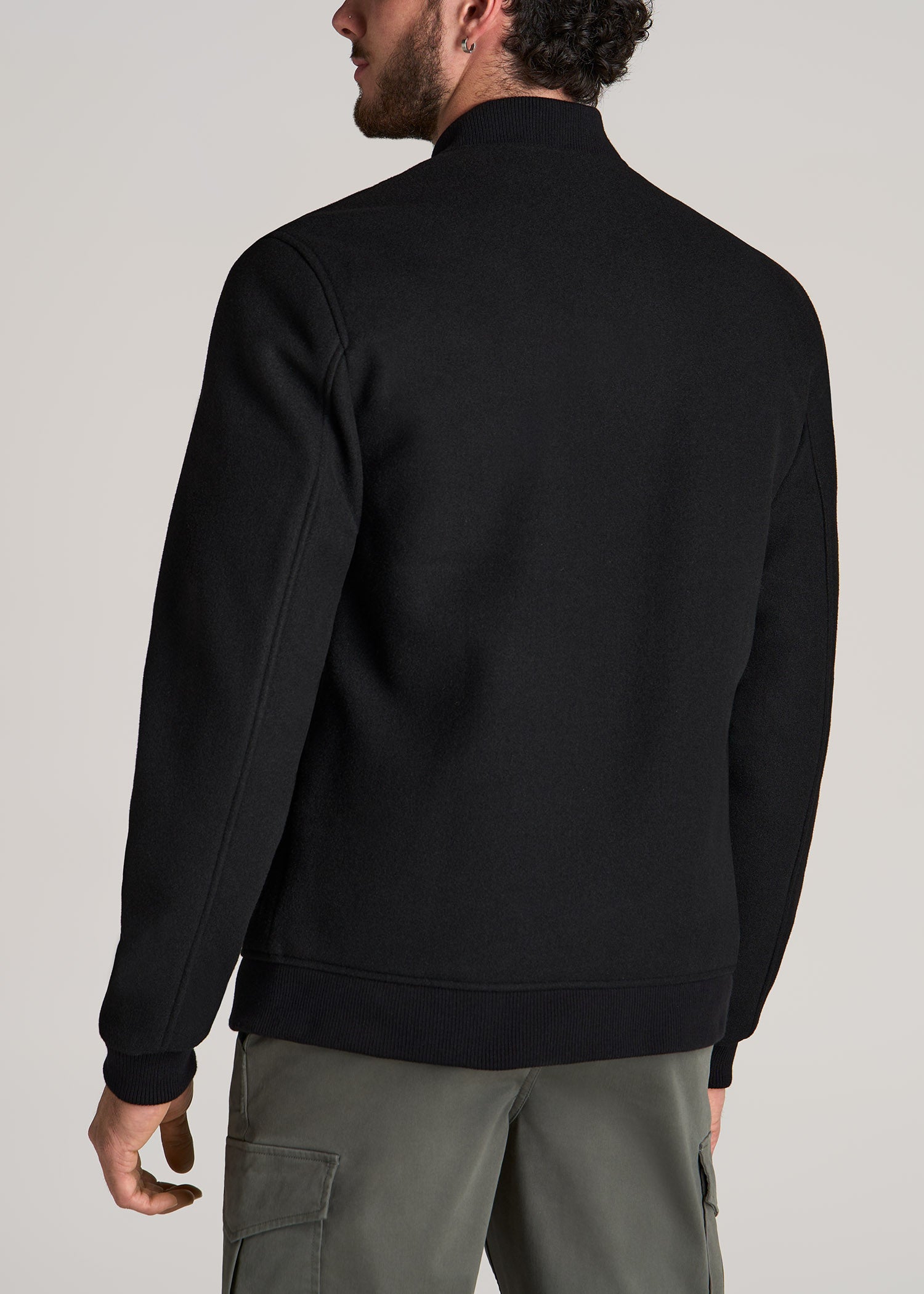 Melton Varsity Jacket for Tall Men in Black