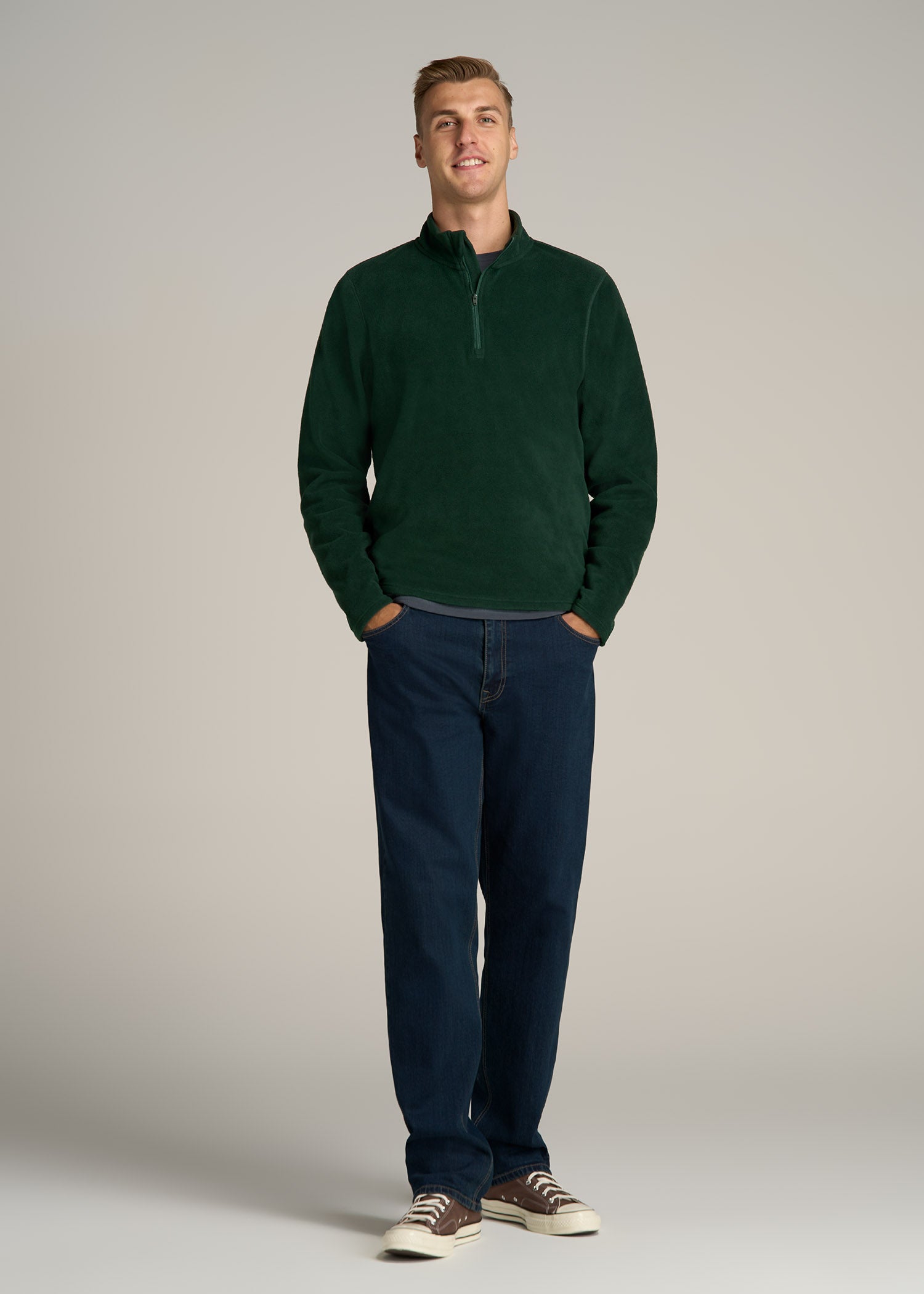 Men's Tall Wearever Fleece Quarter-Zip Sweatshirt Charcoal Mix – American  Tall