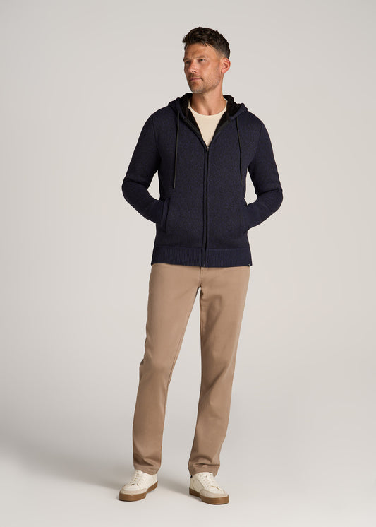 Hooded Sherpa Sweater for Tall Men in Patriot Blue